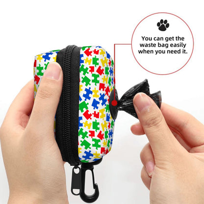 Dog Poop Bag Holder - Autism Awareness Puzzle Theme, Easy to Carry
