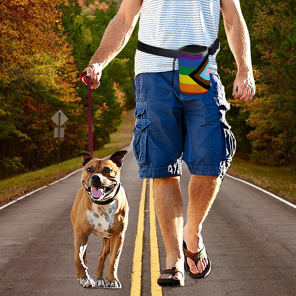 Progress, Acceptance Flag No-Spill Pet Treat Carrier with Long Strap - Perfect for On-the-Go Pup Treats!