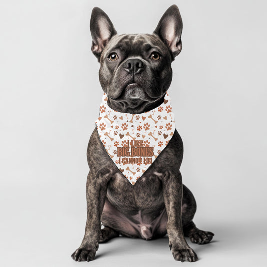 No Lying, I like Big Bones I Cannot Lie Cute Small Dog Bandana, Features Reversible to Treats Welcome, Perfect for Walks to the Cafe