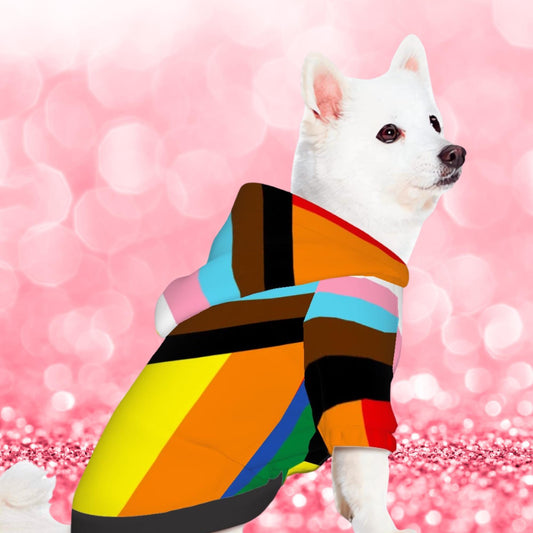 Colorful Pride Dog Hoodie - Diverse Rainbow Flag Pet Clothing for Furry Friends, Fashion for Pride Parade or a Walk in the Park