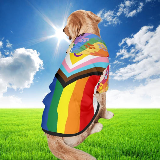 Diverse Pride Dog Hoodie - Rainbow Flag Pet Clothing, All Inclusive Flag, Pefect for Furry Friend for walks to the park, Pride Parade