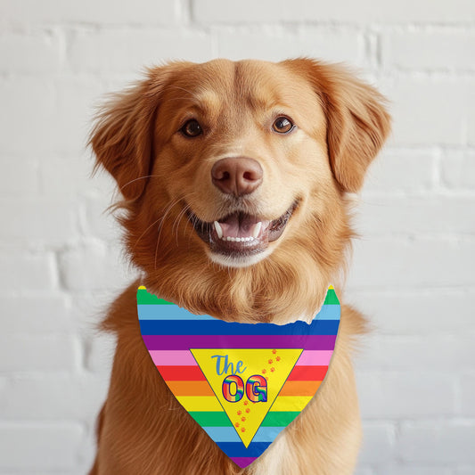 OG Pride Flag for the OG Dog, Rainbow Hearts Dog Bandana for Large Breeds, LGBTQ Pride, Awesome Bandana for an Awesome Dog to Show Off