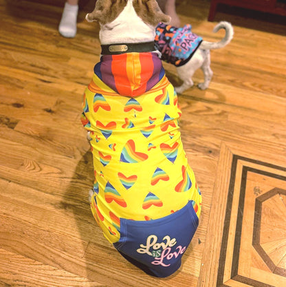 Love is Love Dog Hoodie with Pride Hearts in Rainbow Colors, Perfect gift for Dog Lover Friendd, Great for PRIDE PARADE