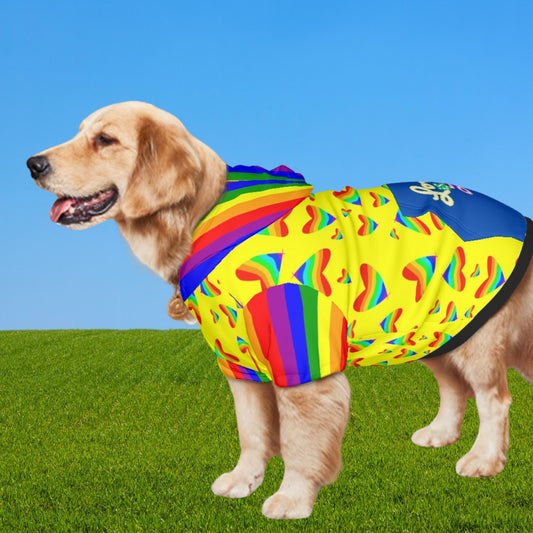Love is Love Dog Hoodie with Pride Hearts in Rainbow Colors, Perfect gift for Dog Lover Friendd, Great for PRIDE PARADE