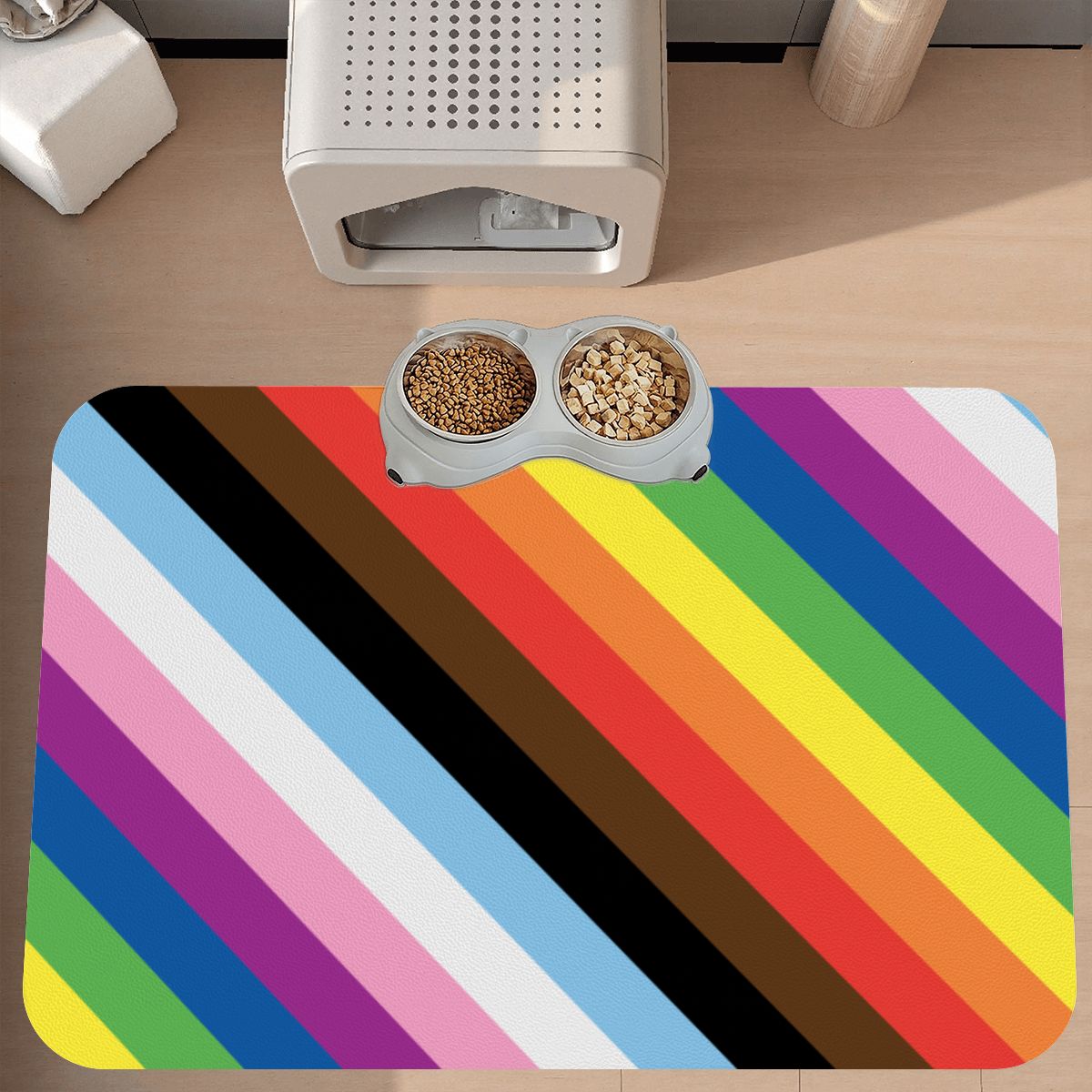 Rainbow Pride Dog & Cat Food Mat - Fun Placemats for Clean Floors