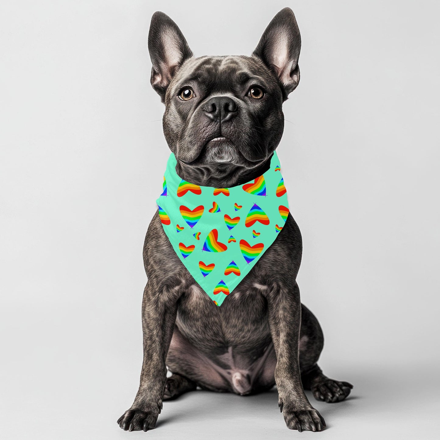 Colorful Hearts Small Dog Bandana, LGBT Pride Scarf, Perfect for Pride Parade and Walks to the Coffee Shop, Be fashionable, Reversible