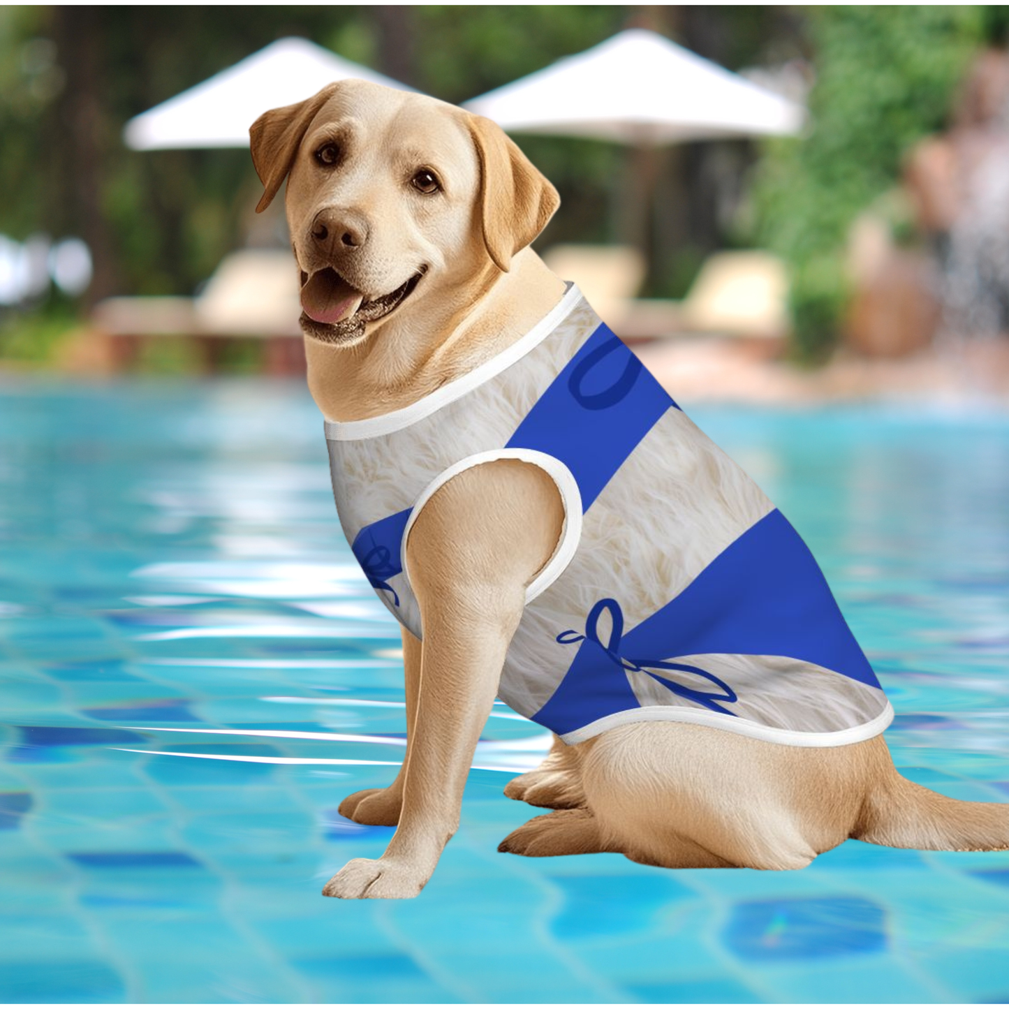 Adorable Blue Dog Swimsuit - One-Piece Tank Top Beachwear, WHITE FURRY Friend Cosplay or beach wear, Halloween