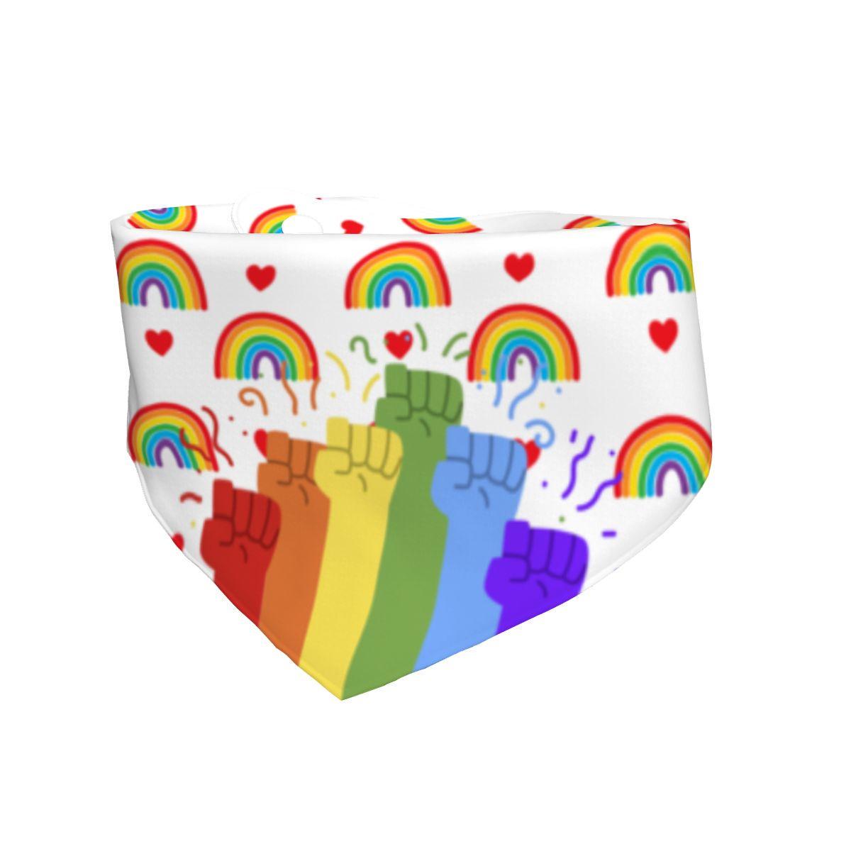 LGBTQ Kitty Scarf, Double-Sided Cat Bandana with Pride Fists, Pride Hearts, A Fashionable Scarf for Outings or Sitting in the Window