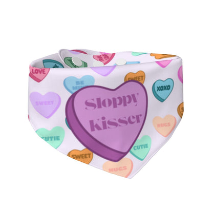 Puppy Love Bandana for Small Dogs - Reversible with Adorable Conversation Hearts