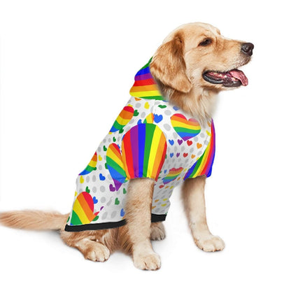 Stay Pawsitive Pride Dog Hoodie - Green Rainbow Hearts Pet Sweater, LGBTQ Dog Sweater, Dog Lovers Gift, Mothers Day Gift, Fathers Day gift