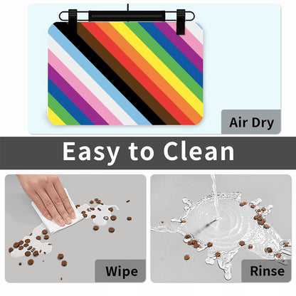 Rainbow Pride Dog & Cat Food Mat - Fun Placemats for Clean Floors