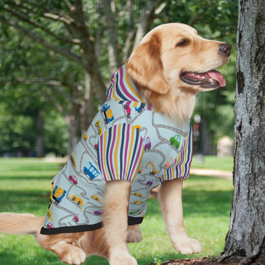 Unique Car Dog Hoodie, Driving with Warning Sign Stops for Squirrels and Snacks, Matching Pet Outfits