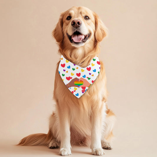 Rainbow Hearts Dog Bandana for Large Breeds, LGBTQ Pride, Unity and Acceptance, Perfect Wear fir Pride Parade and Walks to the Dog Park