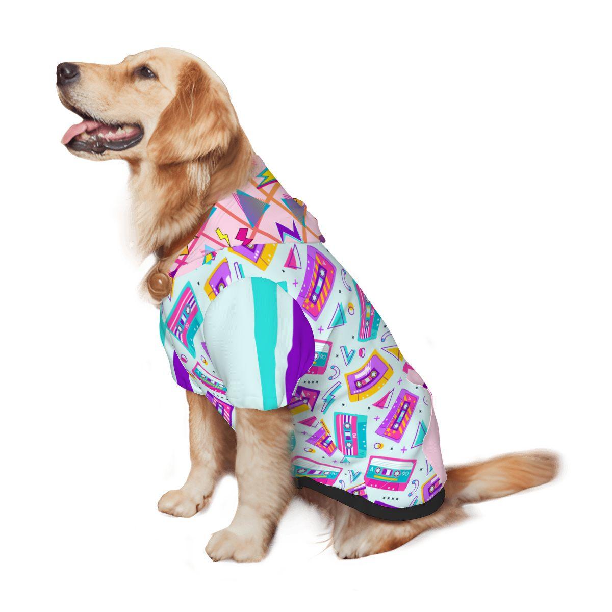 Mix Tape Inspired Dog Hoodie - Best Dressed Pup, Top Dog on the Block Dog Hoodie, Vibrant Colors to Show Off While Walking to the Park