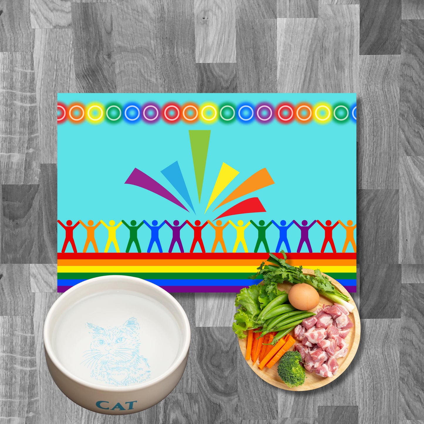 LGBTQ Pet, Food Matt for Dog or Cat Water Dishes, Keeps your Floor Clean While Showing Your Pride