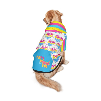 Custom Dog Hoodie with Pansexual Flag and Rainbow Hearts - Pet Pride Clothing