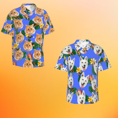 Custom Photo Print Hawaiian Shirt Set for Pet and Owner - Matching Outfits for Human and their BFF Pets, Stylish, Fashionable, Fun