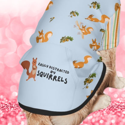 Custom Blue Dog Hoodie with Distracted by Squirrels Design, Dog Lover Gift, Perfect Outfit for A Ride or Walk in the Park
