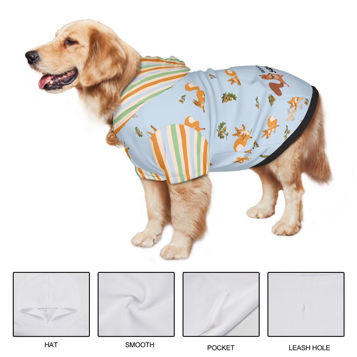 Custom Blue Dog Hoodie with Distracted by Squirrels Design, Dog Lover Gift, Perfect Outfit for A Ride or Walk in the Park