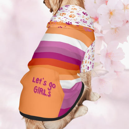 Lesbian Pride Flag Dog Hoodie, Custom Made Pet Apparel for LGBTQ+ Community, Lets Go Girls, Dog Lovers Gift , Mothers Day Gift, Fathers Day