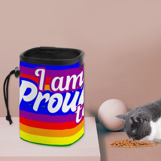 LGBTQ+ Dog Treat Bag - Proud Flat Design with I'm Proud Too, Pet Treat Pouch, Shoulder Strap, Unique Gift for Dad