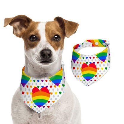 LGBTQ Kitty Scarf, Double-Sided Cat Bandana with Pride Fists, Pride Hearts, A Fashionable Scarf for Outings or Sitting in the Window