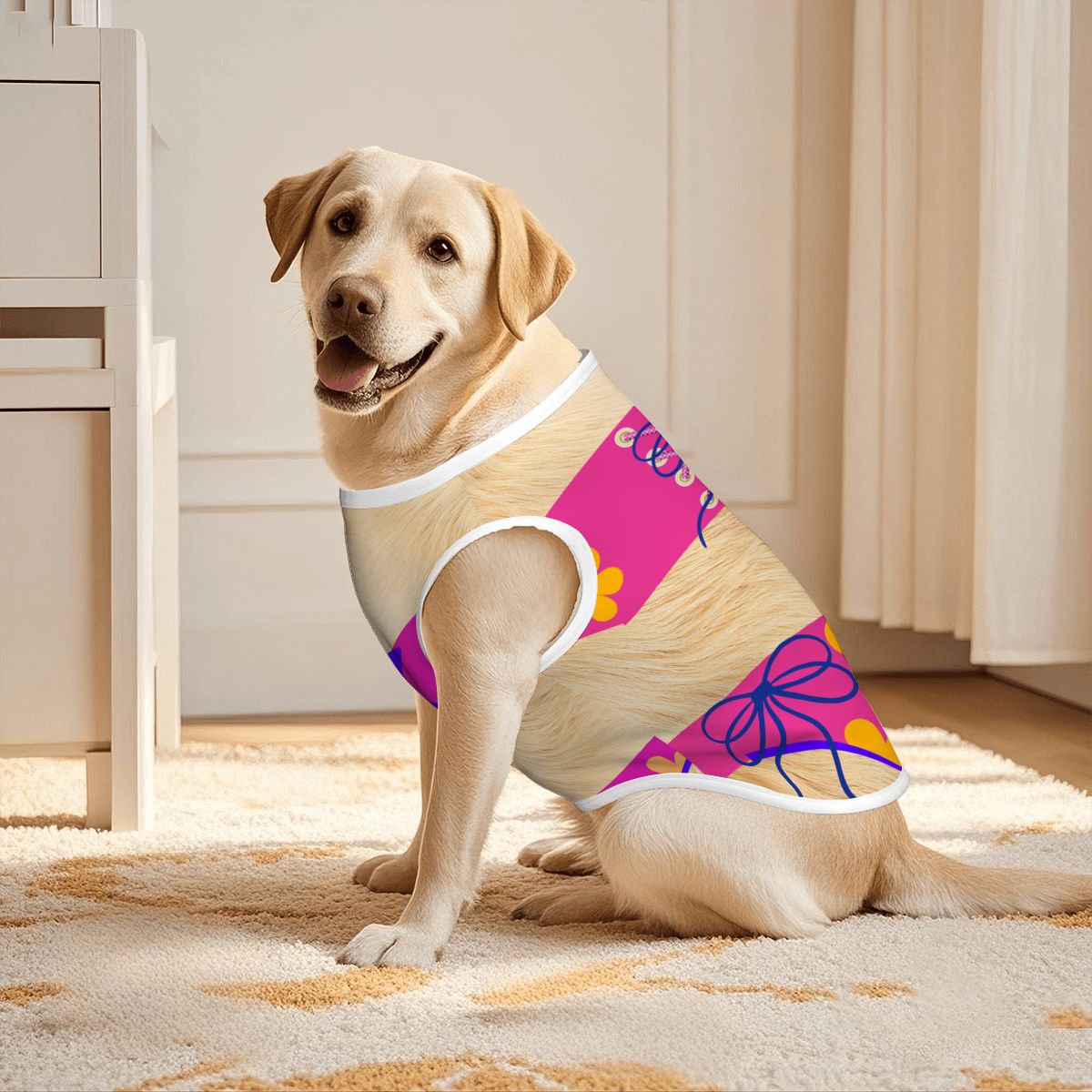 Dog Beachwear - Pink One-Piece Tank Top Swimsuit Costume, BEIGE FURRY Friend