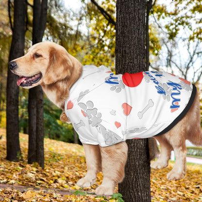 Ready for Park Fashion, Dog Hoodie, My Heart Belongs to My Human, White with Grey Hearts, Great Gift for Fathers Day