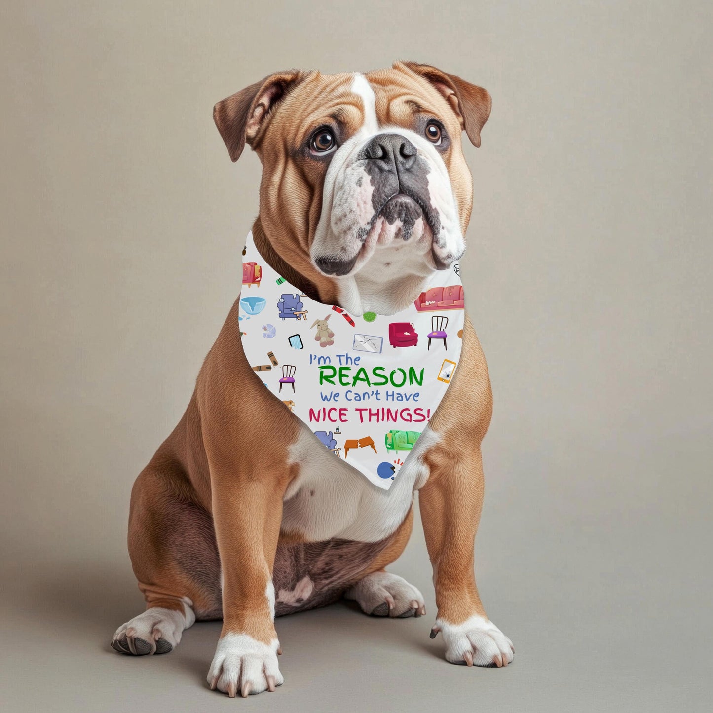 Funny Reasons We Can't Have Nice Things - I Woof You, Large Dog Bandana for Fashion at the Dog Park