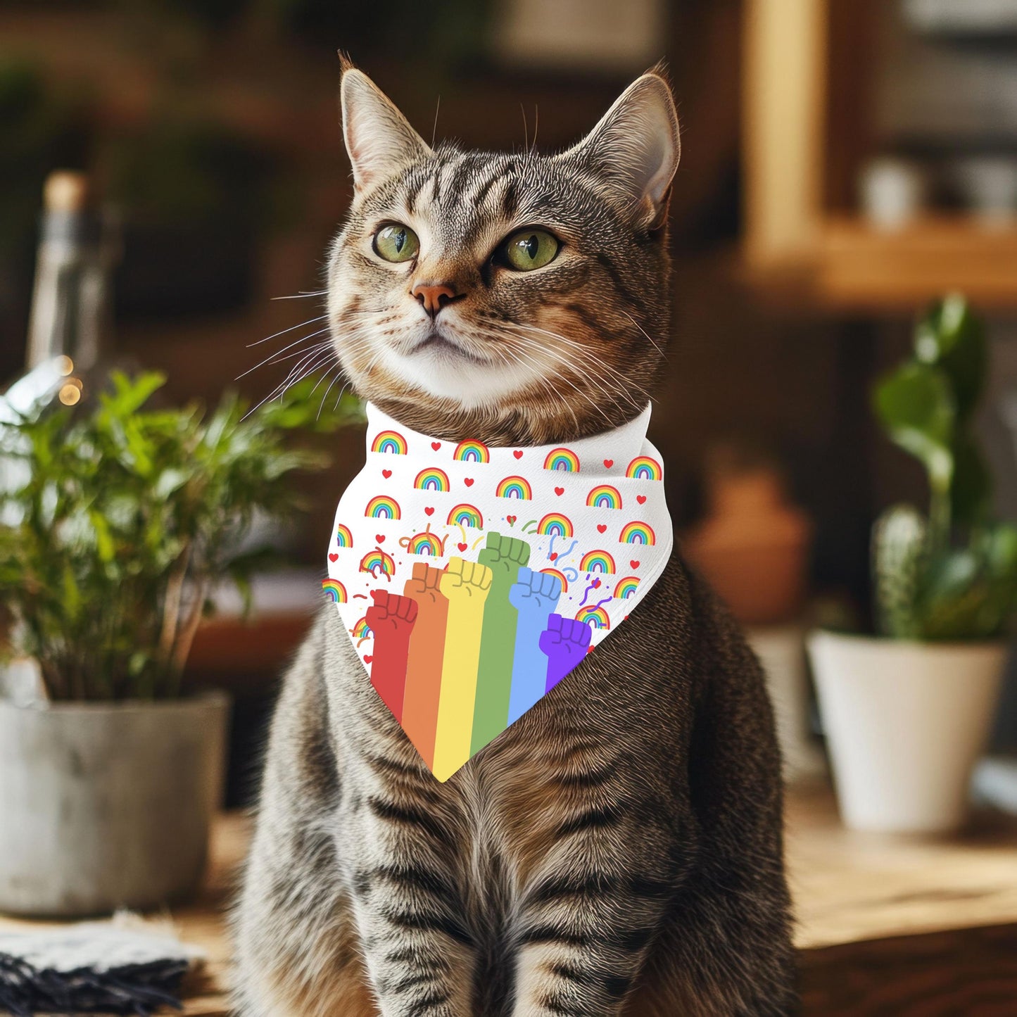 Show Your Cat Pride with this Pride Flag Cat Bandana, Reversible Pet Neckwear, Has the OG Gay Flag for the OG Cat, a Cat Fashionista Must