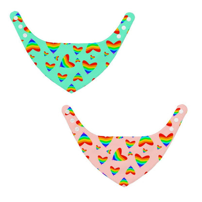 Colorful Hearts Small Dog Bandana, LGBT Pride Scarf, Perfect for Pride Parade and Walks to the Coffee Shop, Be fashionable, Reversible