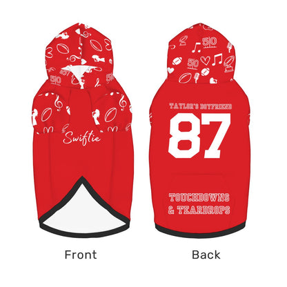 Stylish Taylor Swift Inspired Dog Hoodie ,  87 Taylor's Boyfriend Jersey, Red & White, kelcie and swiftie fans, great christmas gift