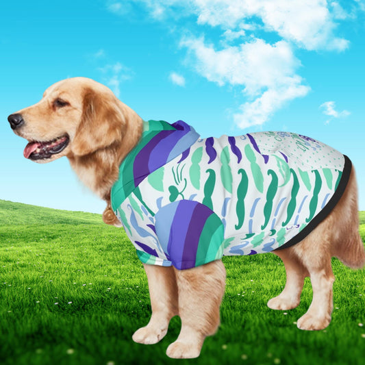 Gay Men's Flag Color Blue Dog Hoodie with Mustaches Design, Fun Fashionable Dog Hoodie in sizes Small to XXL, Fathers Day gift