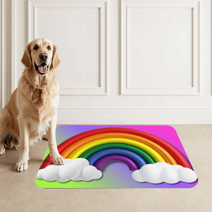 LGBTQ Pride Dog Food Mat - Rainbow Design Pet Bowl Placemat, Dog Food Matt, Keeps Kitchen Floor Clean, Catt Food Mat, Choice of 2 designs