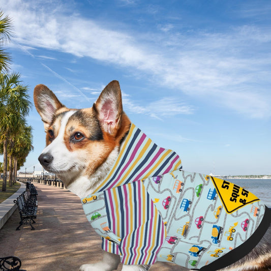 City Streets with Warning Sign, Stops for Squirrels and Snacks, Pet Hoodie for Dogs, Fun Car Driving, Matching Tee or Hoodie Available