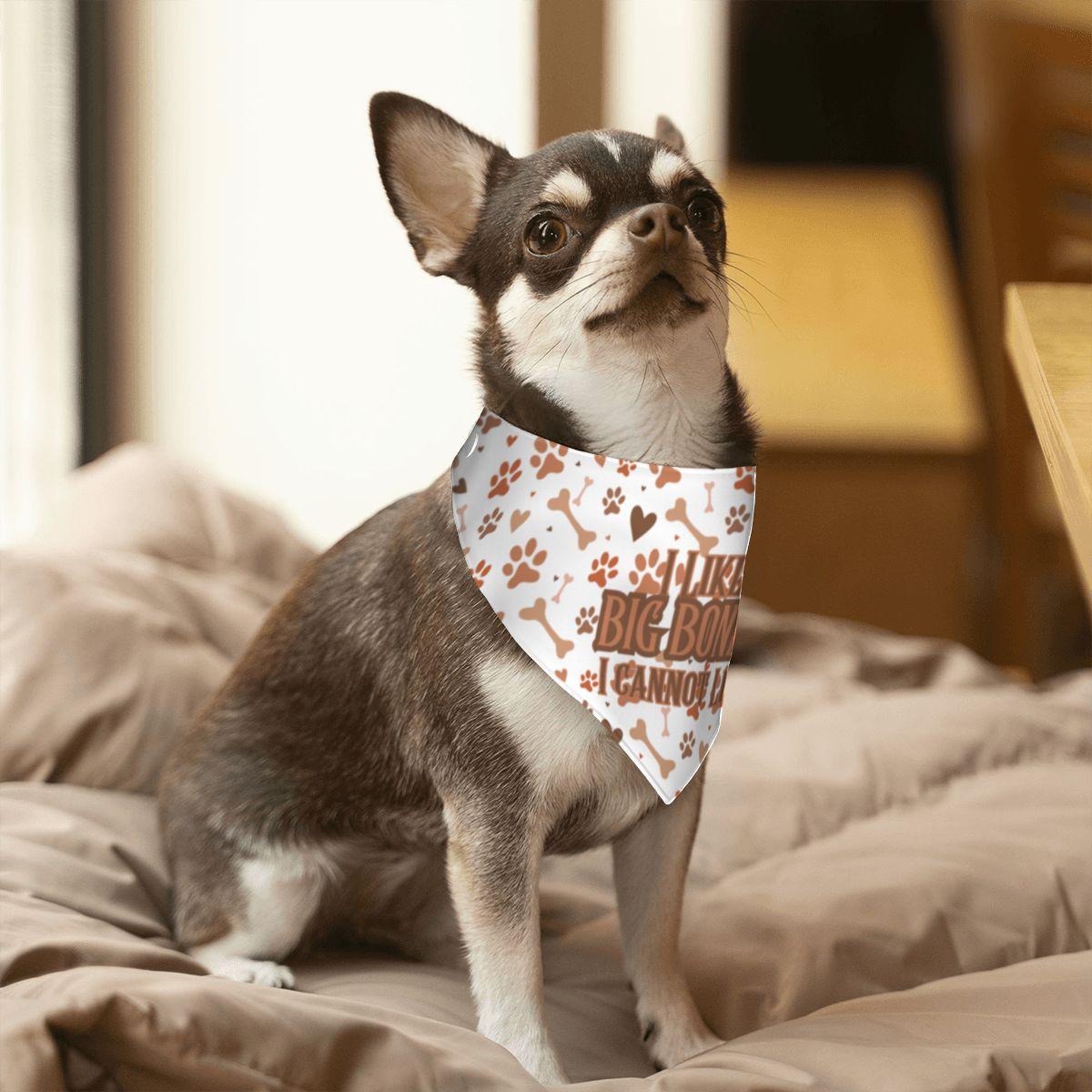 No Lying, I like Big Bones I Cannot Lie Cute Small Dog Bandana, Features Reversible to Treats Welcome, Perfect for Walks to the Cafe