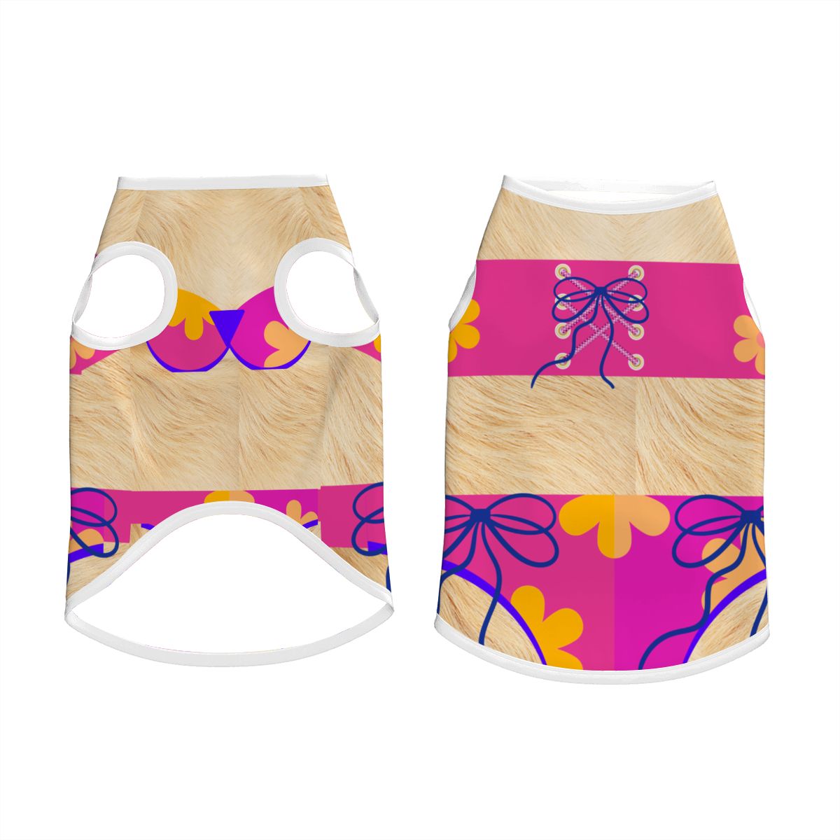 Dog Beachwear - Pink One-Piece Tank Top Swimsuit Costume, BEIGE FURRY Friend