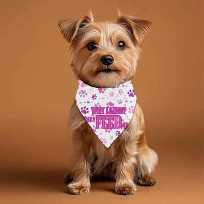 I Still Live with my Parents Small Dog bandana, Why Leave, They Feed Me on the Reversed Side, Pink and Purple Bandana, Perfect for Outings