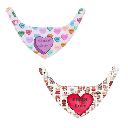 Puppy Love Bandana for Small Dogs - Reversible with Adorable Conversation Hearts