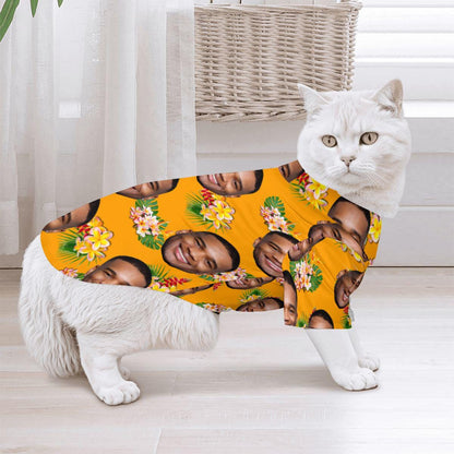 Personalized Hawaiian Shirts Pet and Human, Photos of Heads Print on Matching Hawaiian Shirts, Button-up Shirts, Cat and Dog Available