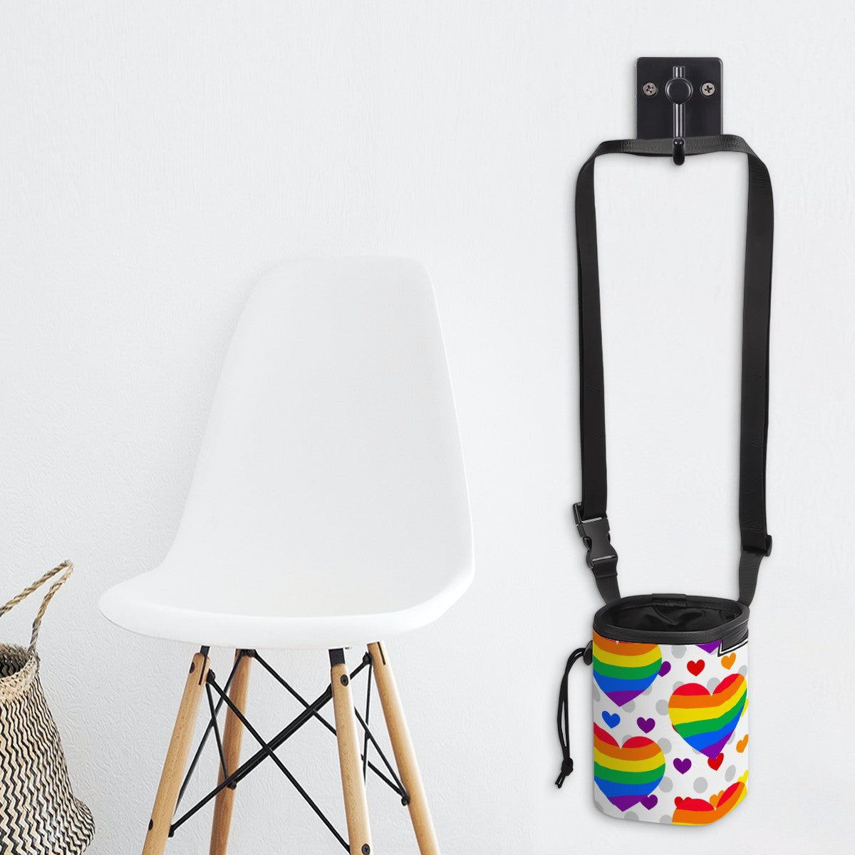 Fun & Functional Pet Treat Carrier   My Favorite Design, Pride Rainbow Hearts, No Spill Design with Convenient Long Strap!
