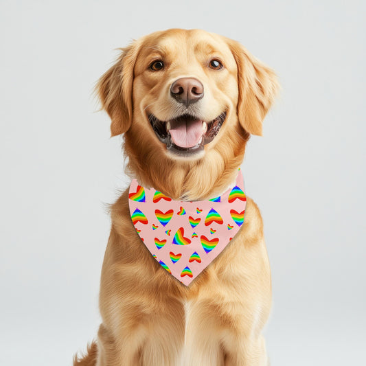 Colorful Hearts Dog Scarf for Large Breeds