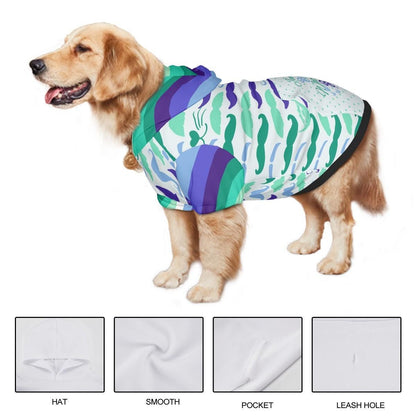 Gay Men's Flag Color Blue Dog Hoodie with Mustaches Design, Fun Fashionable Dog Hoodie in sizes Small to XXL, Fathers Day gift