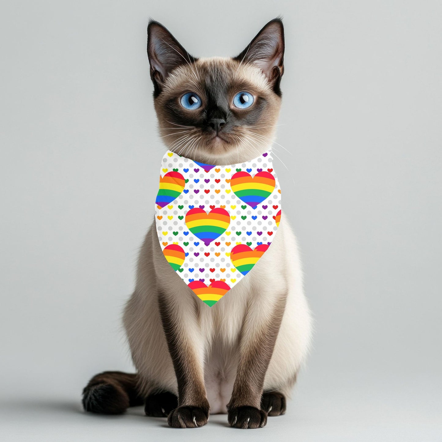 LGBTQ Kitty Scarf, Double-Sided Cat Bandana with Pride Fists, Pride Hearts, A Fashionable Scarf for Outings or Sitting in the Window