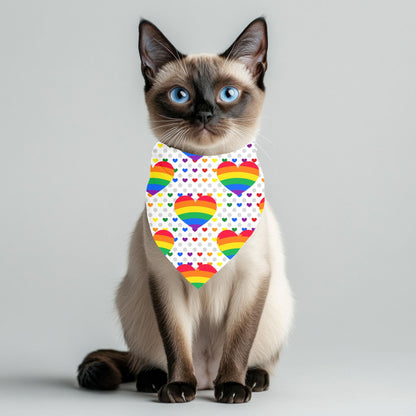 LGBTQ Kitty Scarf, Double-Sided Cat Bandana with Pride Fists, Pride Hearts, A Fashionable Scarf for Outings or Sitting in the Window