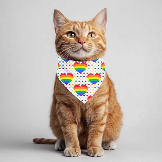 LGBTQ Pride Cat Scarf - Reversible Heart Design