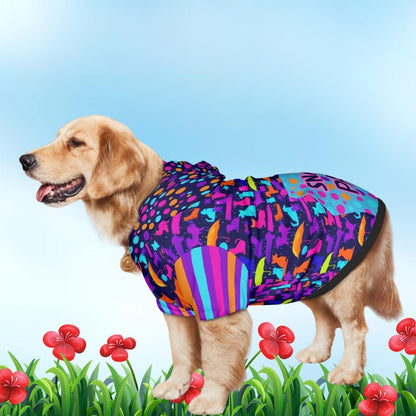 Colorful Snack Pack Print Dog Hoodie in Blue - Large Pet Clothing, Mothers day Gift, Fathers Day Gift, Dog Lovers Gift
