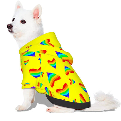 Celebrate Pride with Yellow Hearts Dog Hoodie for Small Dog, Fashionable Dog Sweater, Perfect gift for Dog Lover, Fathers Day  Gift