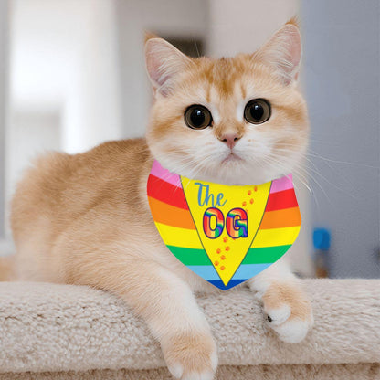 Show Your Cat Pride with this Pride Flag Cat Bandana, Reversible Pet Neckwear, Has the OG Gay Flag for the OG Cat, a Cat Fashionista Must