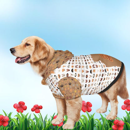 Dog Hoodie Pattern with Multiple Dogs with Flowers, I'm Here for the Treats, Statement of All Dogs Ready to go to the Park, Brown Color